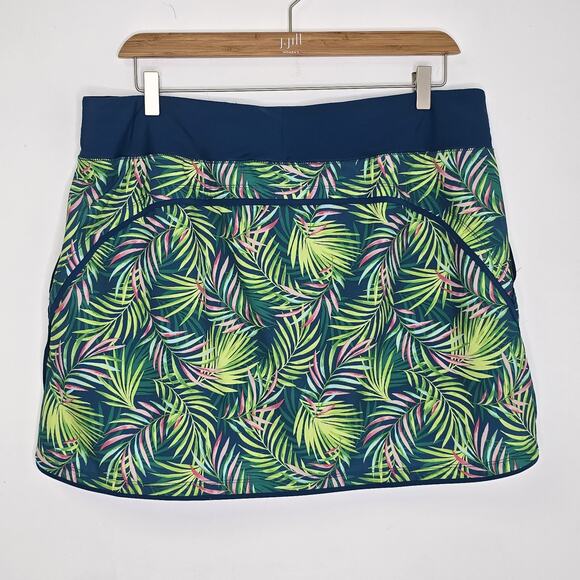 Lands End Swim Skirt Size 18 Womens Palm Floral Inner Shorts Pockets Stretch - Picture 3 of 8